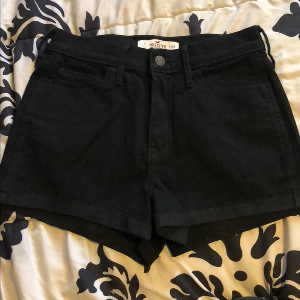 Hollister black denim high rise shorts size 3